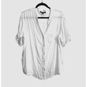 Boston Proper Womens White Button-Up Blouse Size M